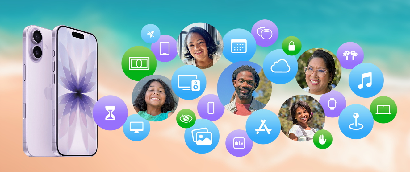 Apple Family Sharing - Easy to share access to Apple Music, Apple TV, iCloud+, Apple Card, and more. At no extra cost.
